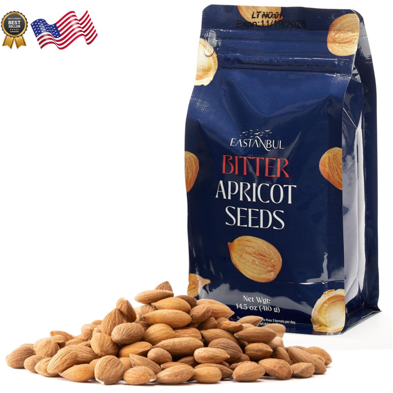 Organic Bitter Apricot Kernel Raw Premium Seeds Resealable Bag Non-GMO Kosher-US