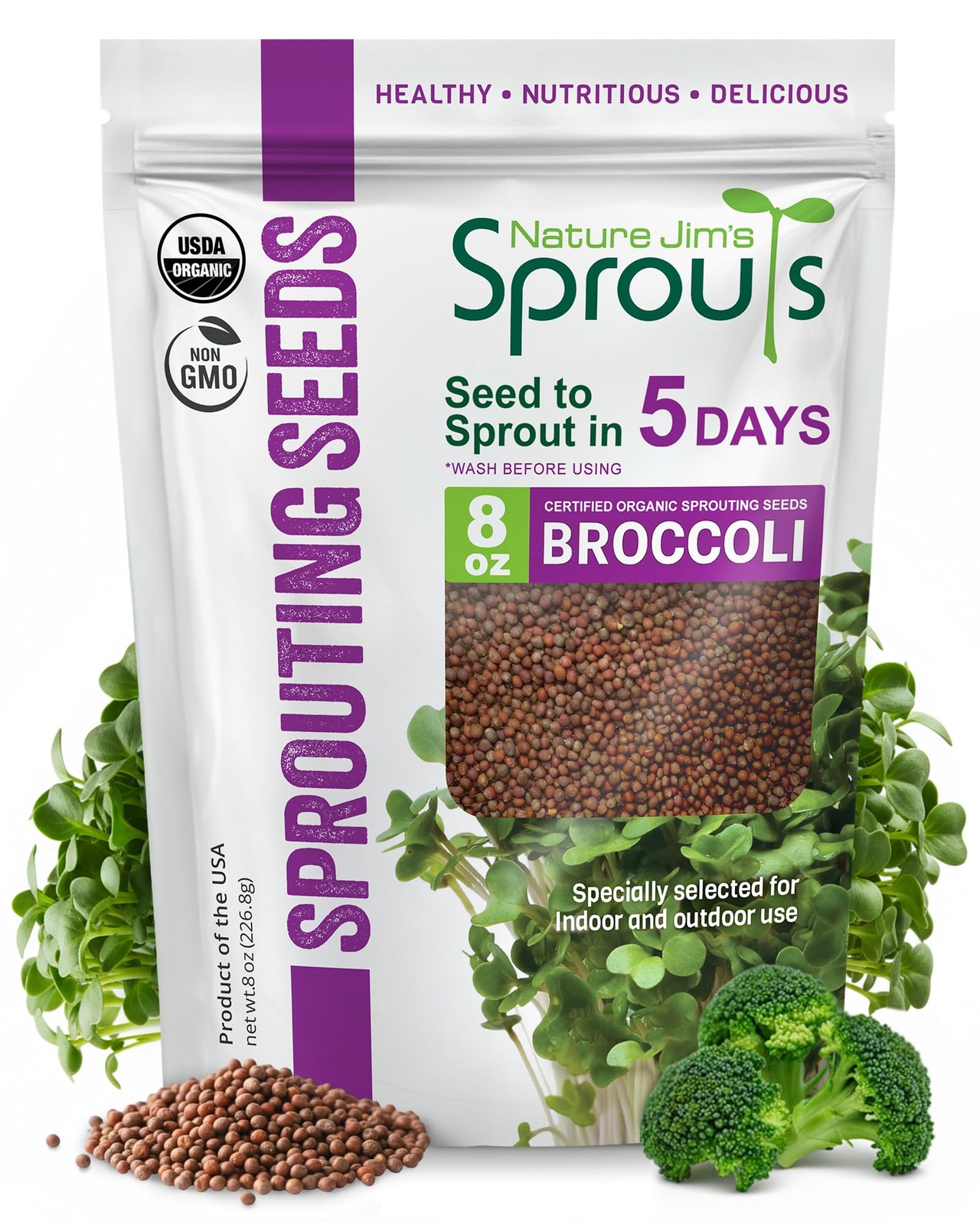Organic Broccoli Seeds for Sprouting – Certified Non-GMO, Rich in Sulforaphan…
