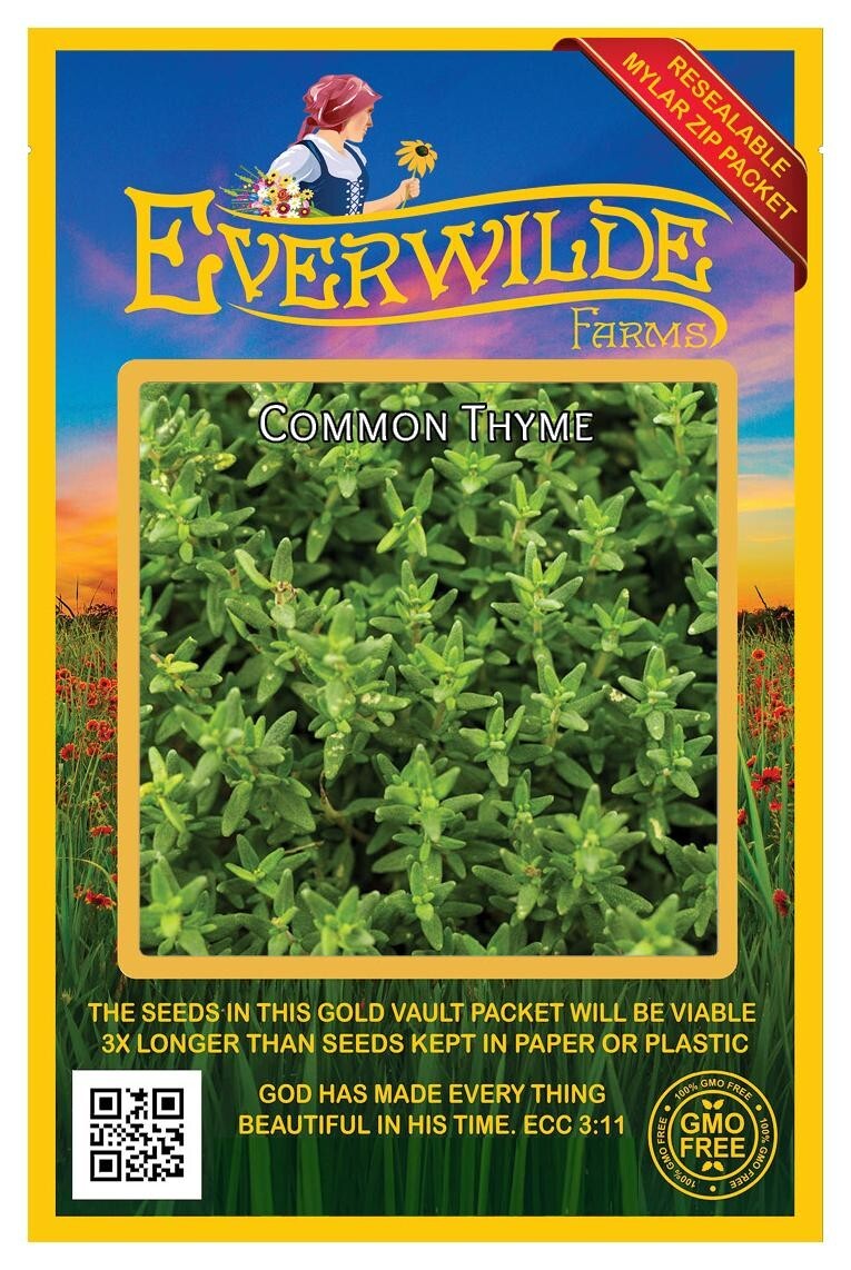 1000 Common Thyme Herb Seeds – Everwilde Farms Mylar Seed Packet