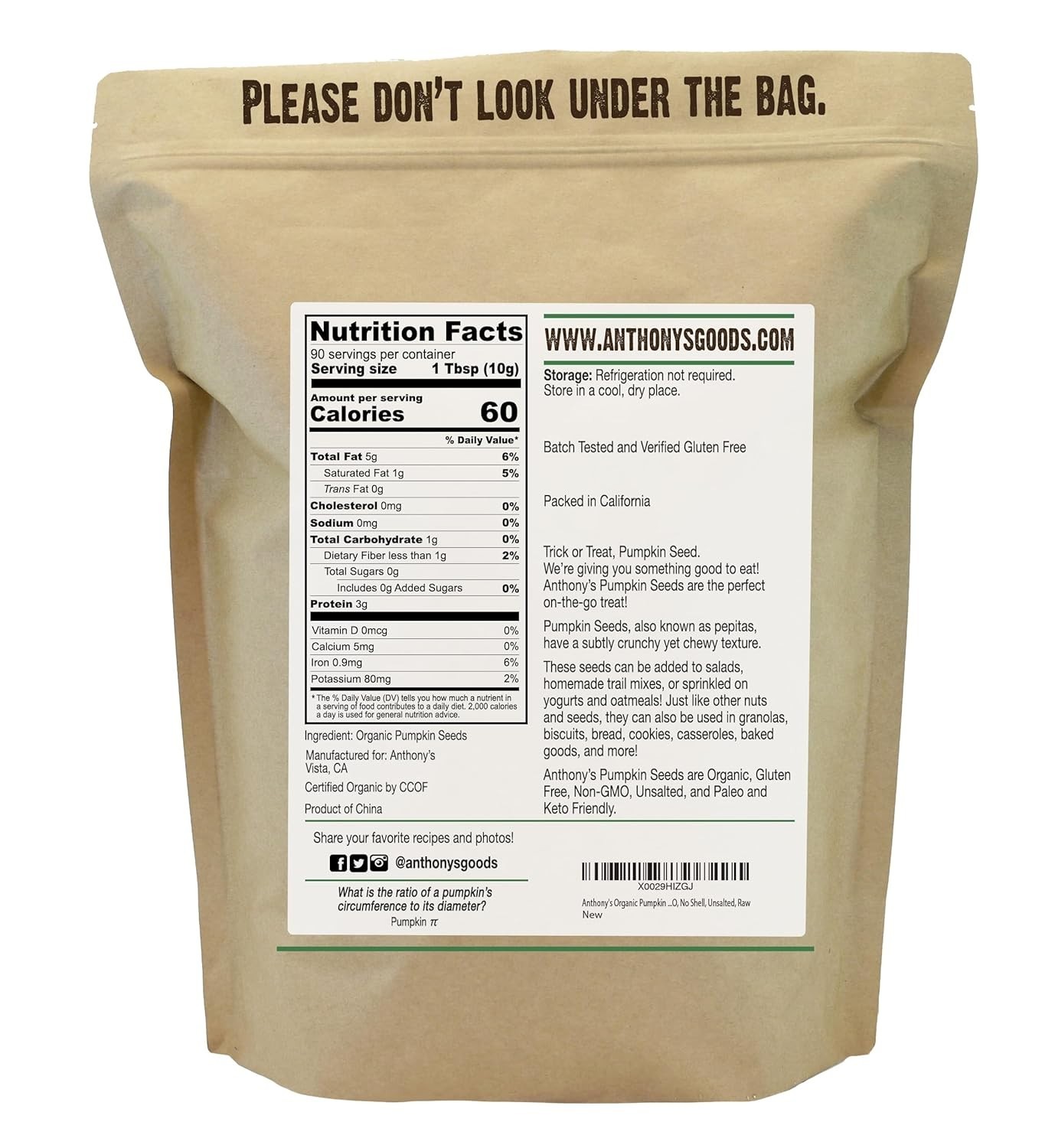 2 lbs of Unsalted Organic Pumpkin Seeds – Gluten-Free Snack for All Occasions