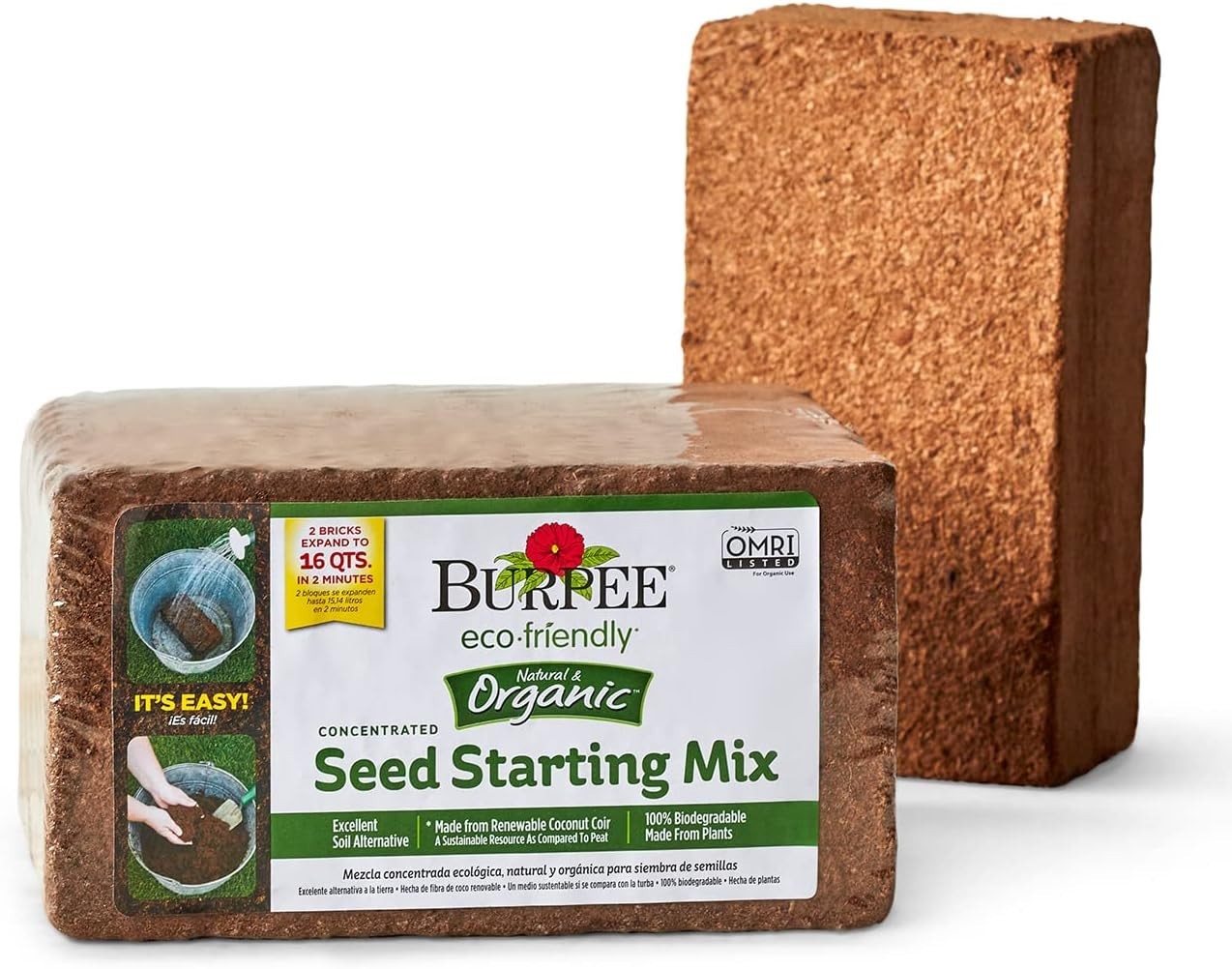 Concentrated Coconut Coir Seedling Mix, 16 Quarts – Ideal for Healthy Growth