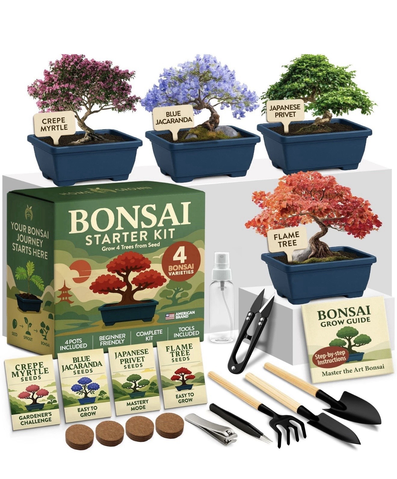 Bonsai Tree Starter Kit – Unique Christmas Gift for Adults, Men, – Grow 4 Bon…