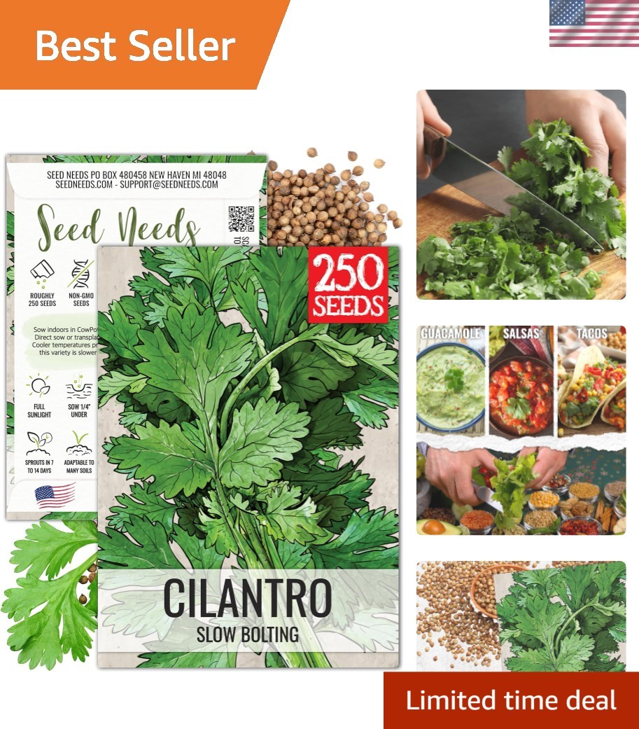 Cilantro Seeds – Non-GMO Heirloom Herb for -Round Freshness – 250 Seeds