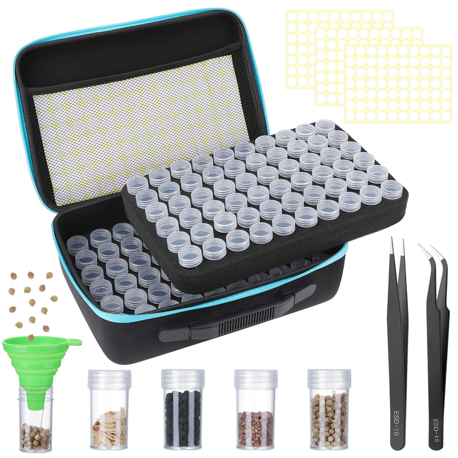 XLSXEXCL120 Slots Seed Storage Organizer Box Plastic Containers Label Stickers