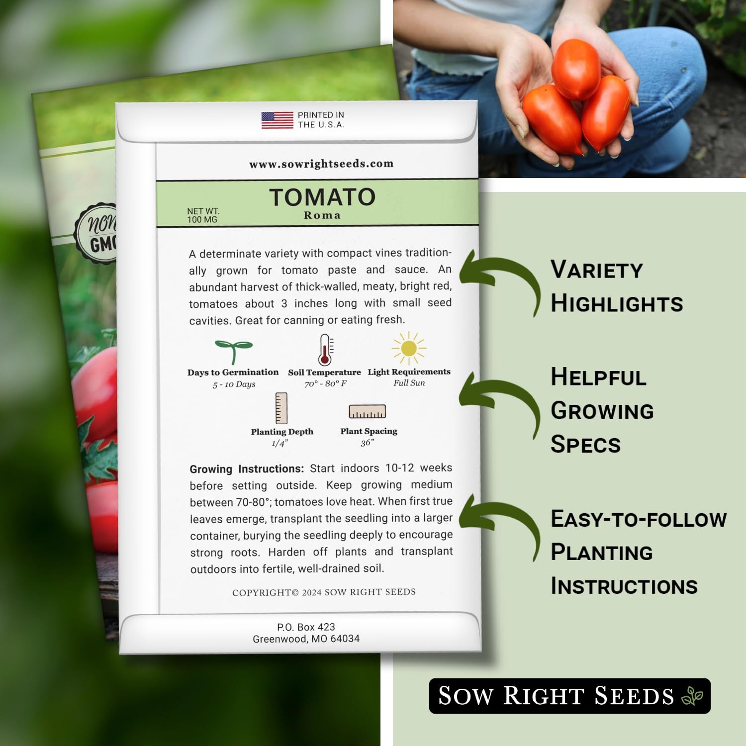 Roma Tomato Seeds Planting NonGMO Heirloom Determinate Garden Sauce Canning 100