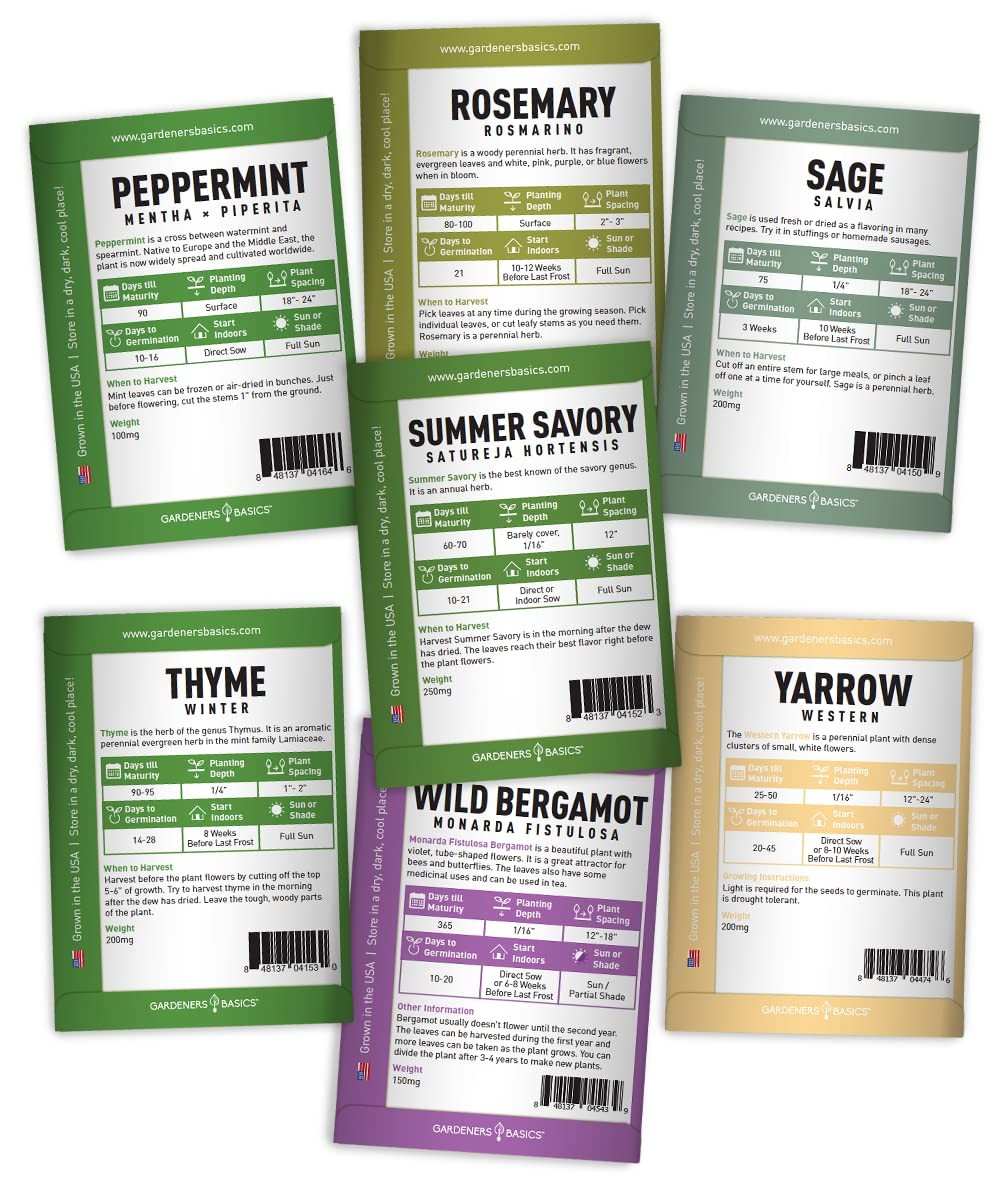 35 Medicinal Herb Seeds Variety Pack – Heirloom Non-GMO Healing & Culinary He…