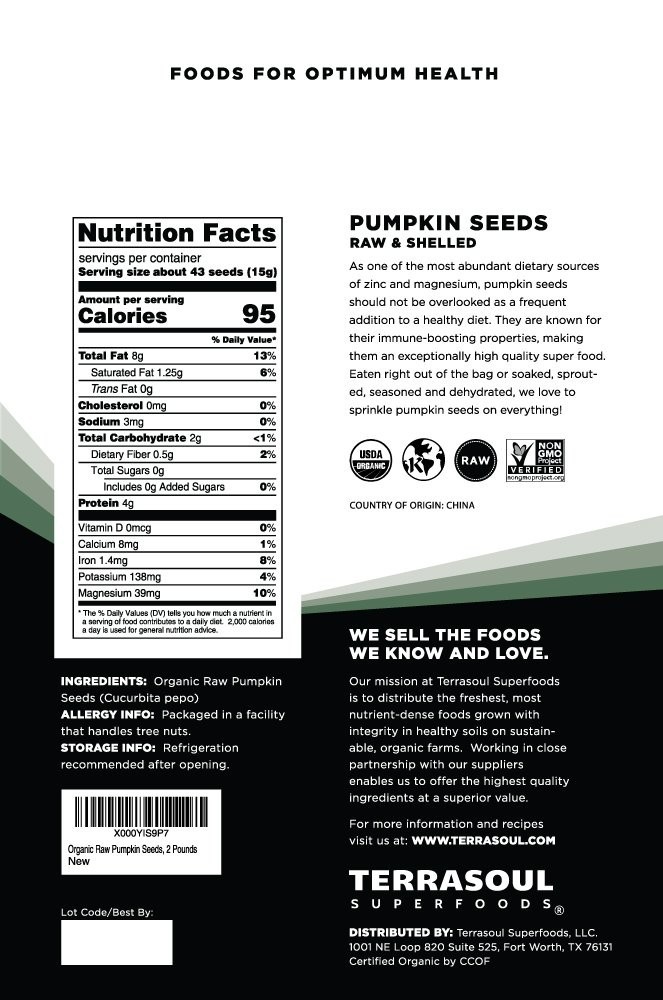 Terrasoul Superfoods Raw Pumpkin Seeds – 2 Lbs