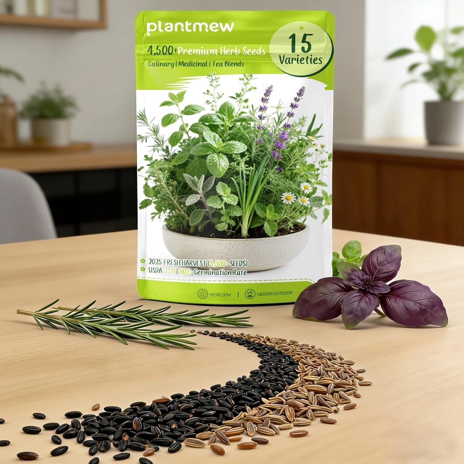 15 Variety Herb Seeds – Culinary & Medicinal Garden Kit with 4,500 Seeds