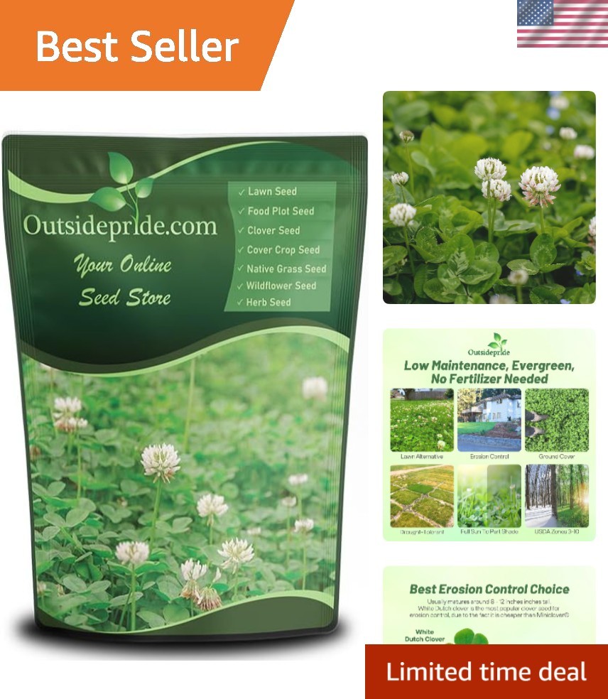 White Dutch Clover Seed – Nitrocoated & GMO-Free, 1 lb for Erosion Control