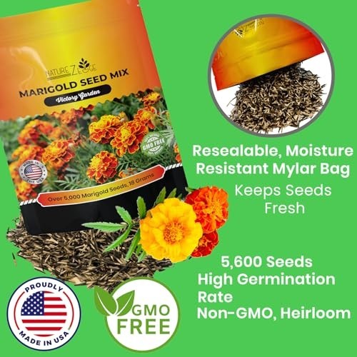5600+ Marigold Seeds Mix for Planting Outdoors – Dainty, Petite & Sparky Varieti