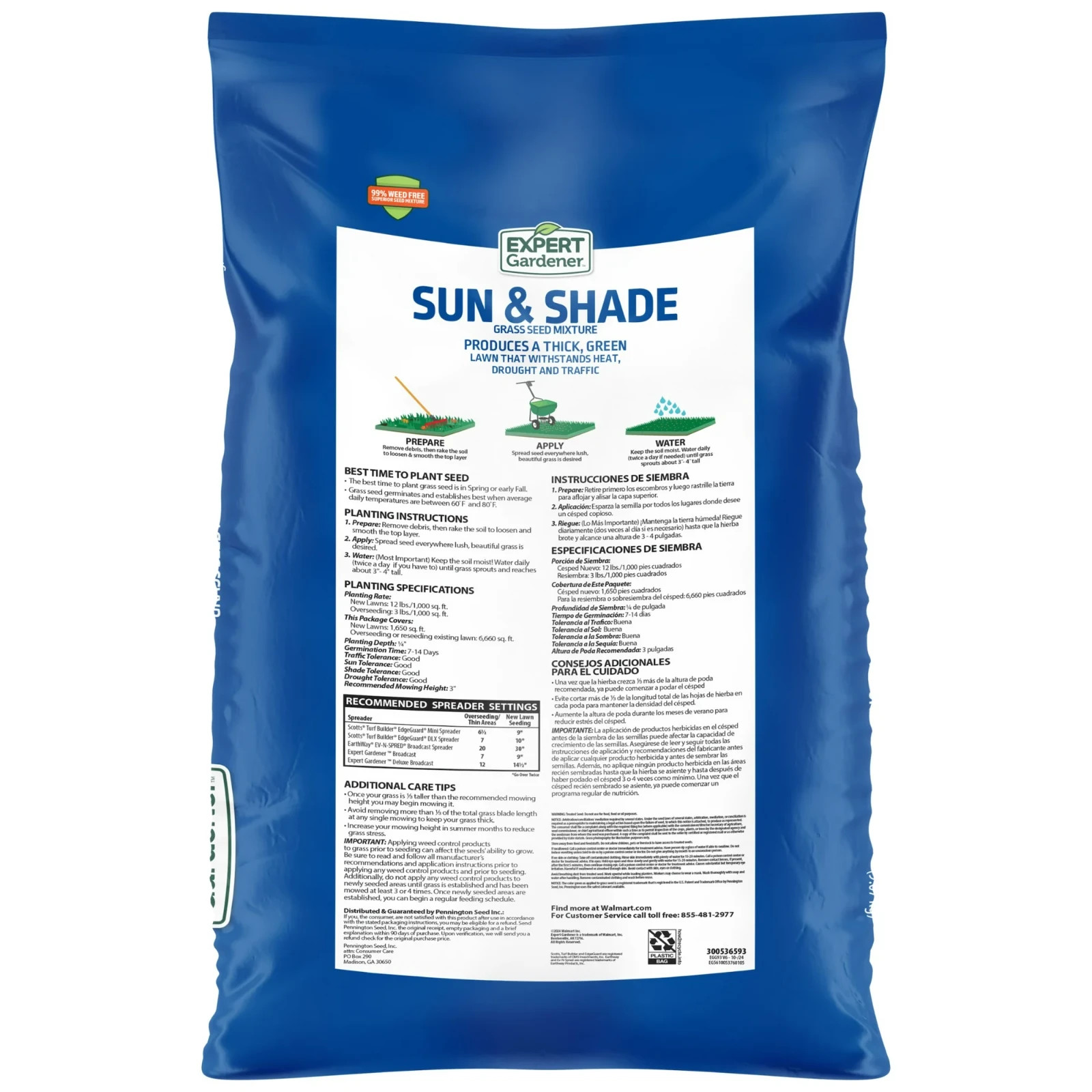Expert Gardener Sun & Shade Southern Grass Seed Mix Sun to Partial Shade 20 lb