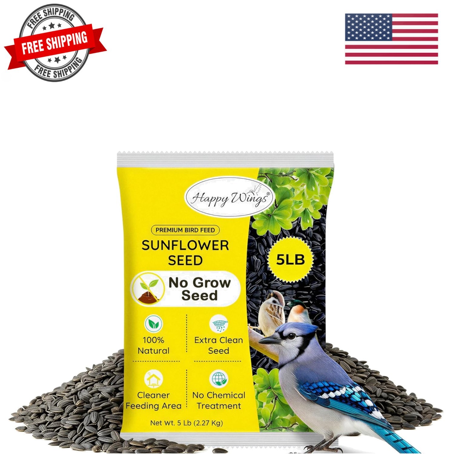 Black Oil Sunflower Seeds – 5 lb Wild Bird Food for Cardinals, Finches & Chic…