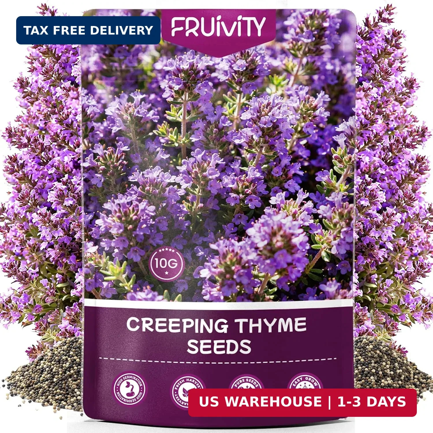 20000+pcs Creeping Thyme Seeds for Planting, Perennial Ground Cover Plants Flowe