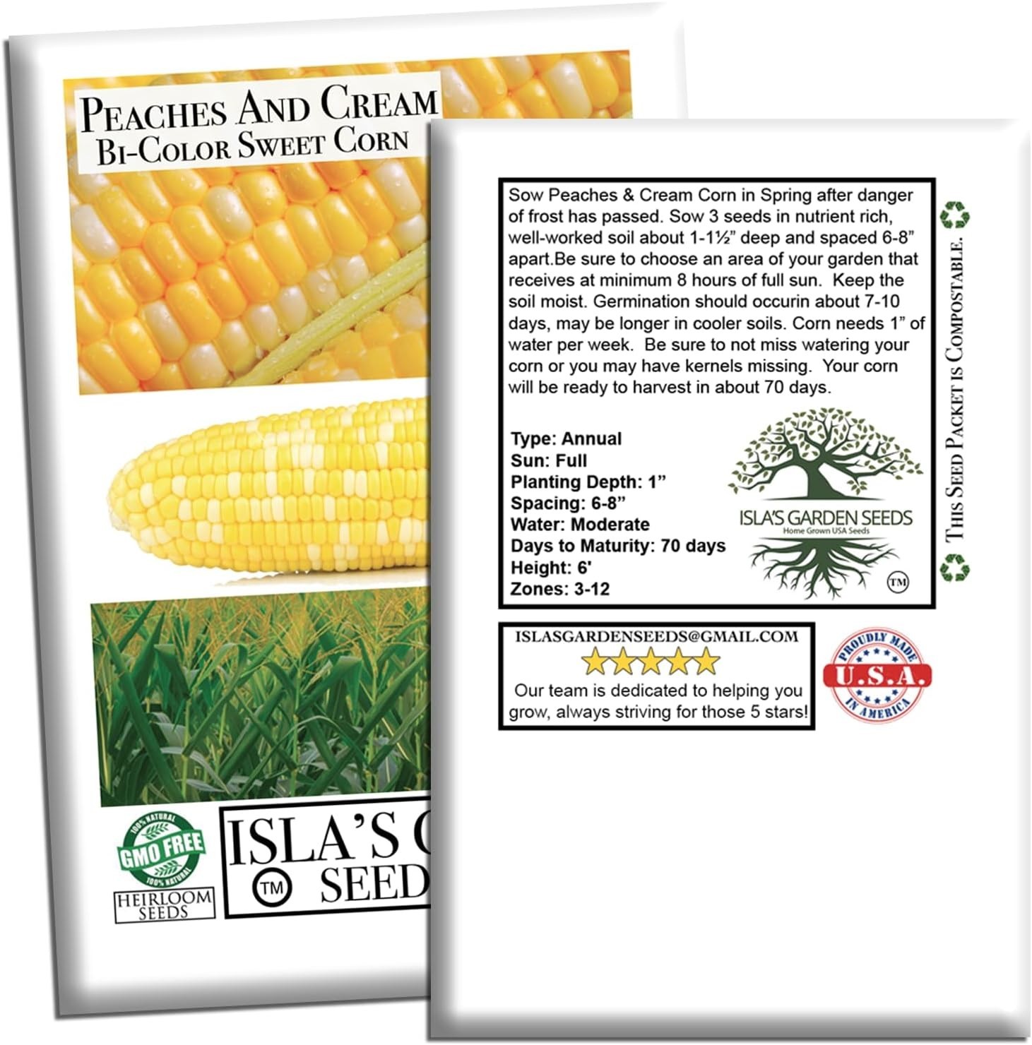 25+ Peaches and Cream Sweet Corn Seeds – Heirloom, Non-GMO for Garden Gifting