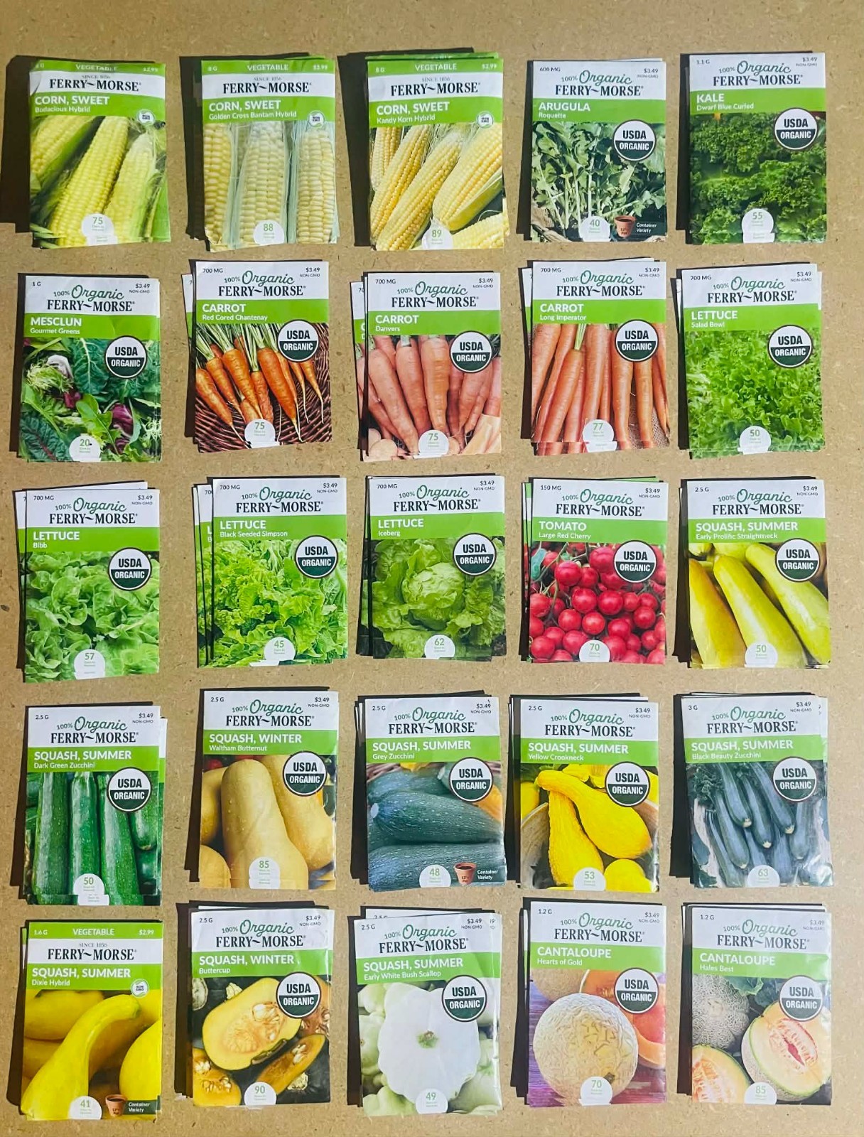 Lot of 225 Ferry Morse Herb and Vegetable Seeds. Non Gmo. Dated 2025