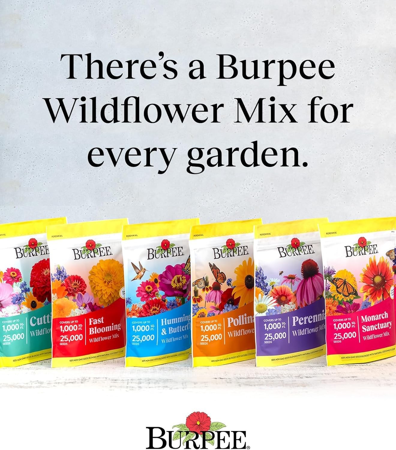 Wildflower Seeds Non-GMO Bulk Mix 25,000 Pollinator Garden Outdoor