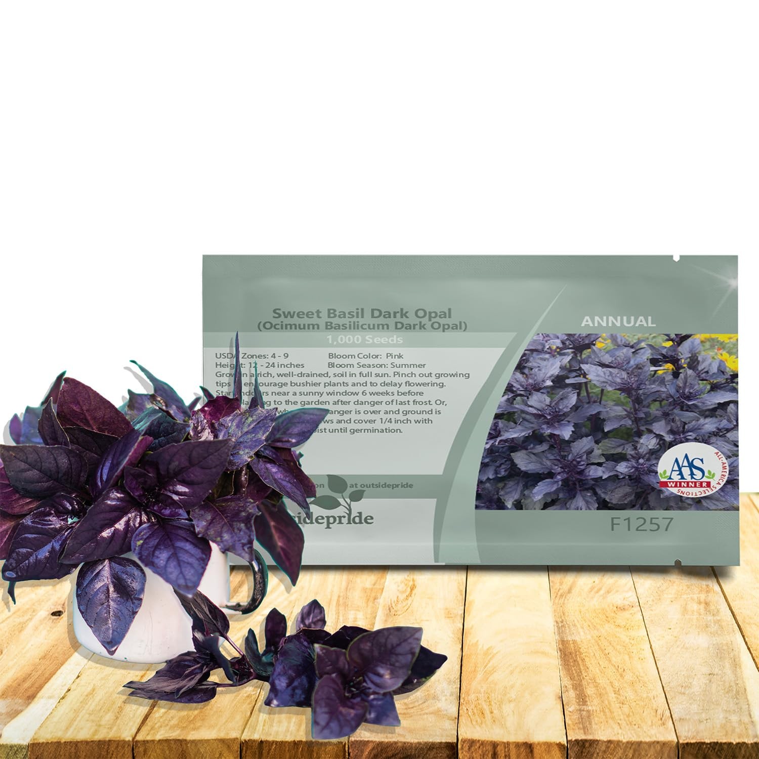 Dark Opal Basil Seeds 1000 Pieces Non-GMO Annual Purple Herb – Ideal for Gardens