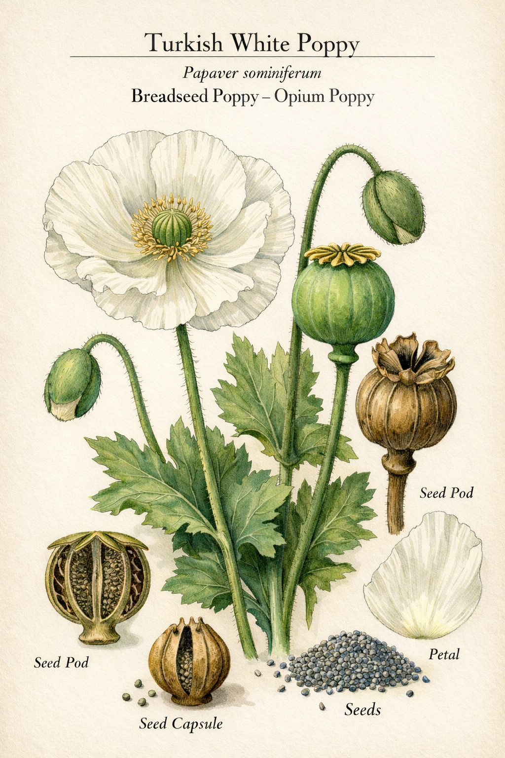 1,000 Rare Turkish White Poppy Seeds – P. Somniferum – Giant Sold White Blooms