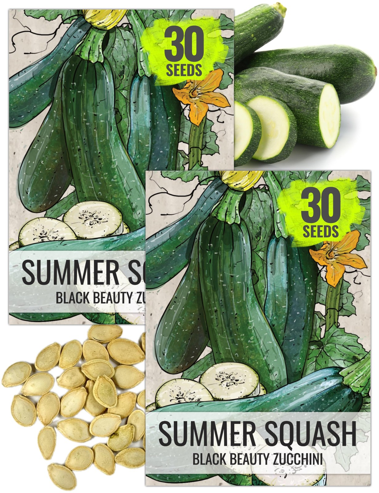 Black Beauty Squash Seeds NonGMO Heirloom Zucchini for Home Garden 2 Packs