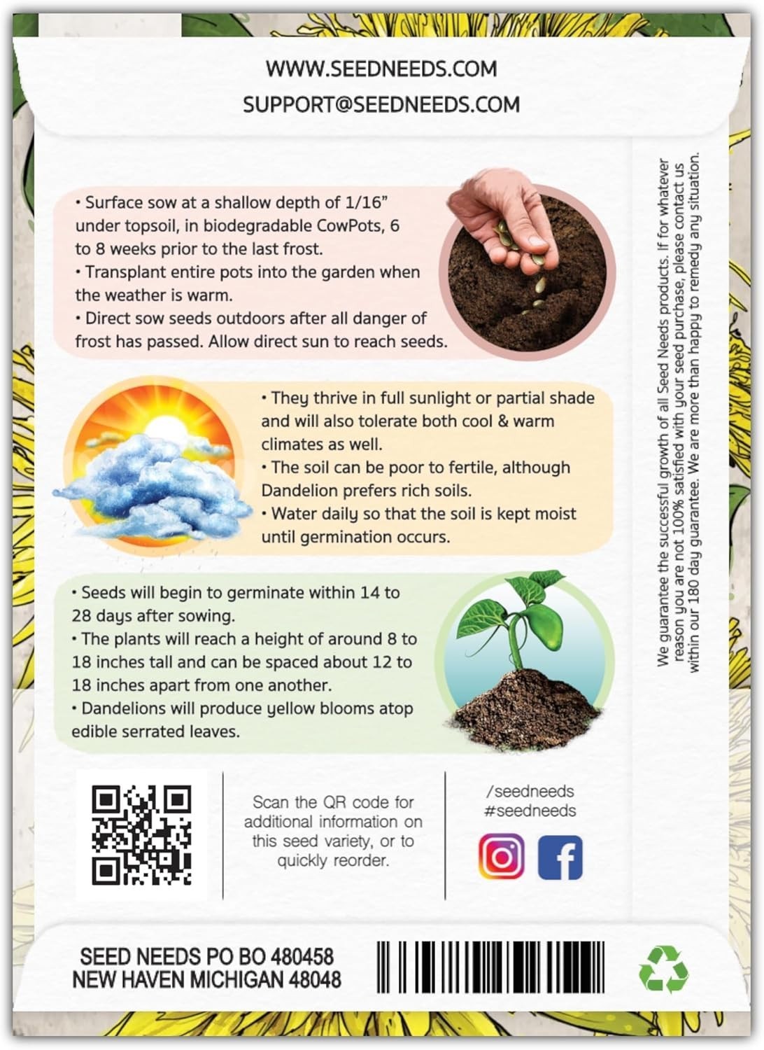 Dandelion Seeds for Planting Taraxacum officinale – Non-GMO Heirloom & Untrea…