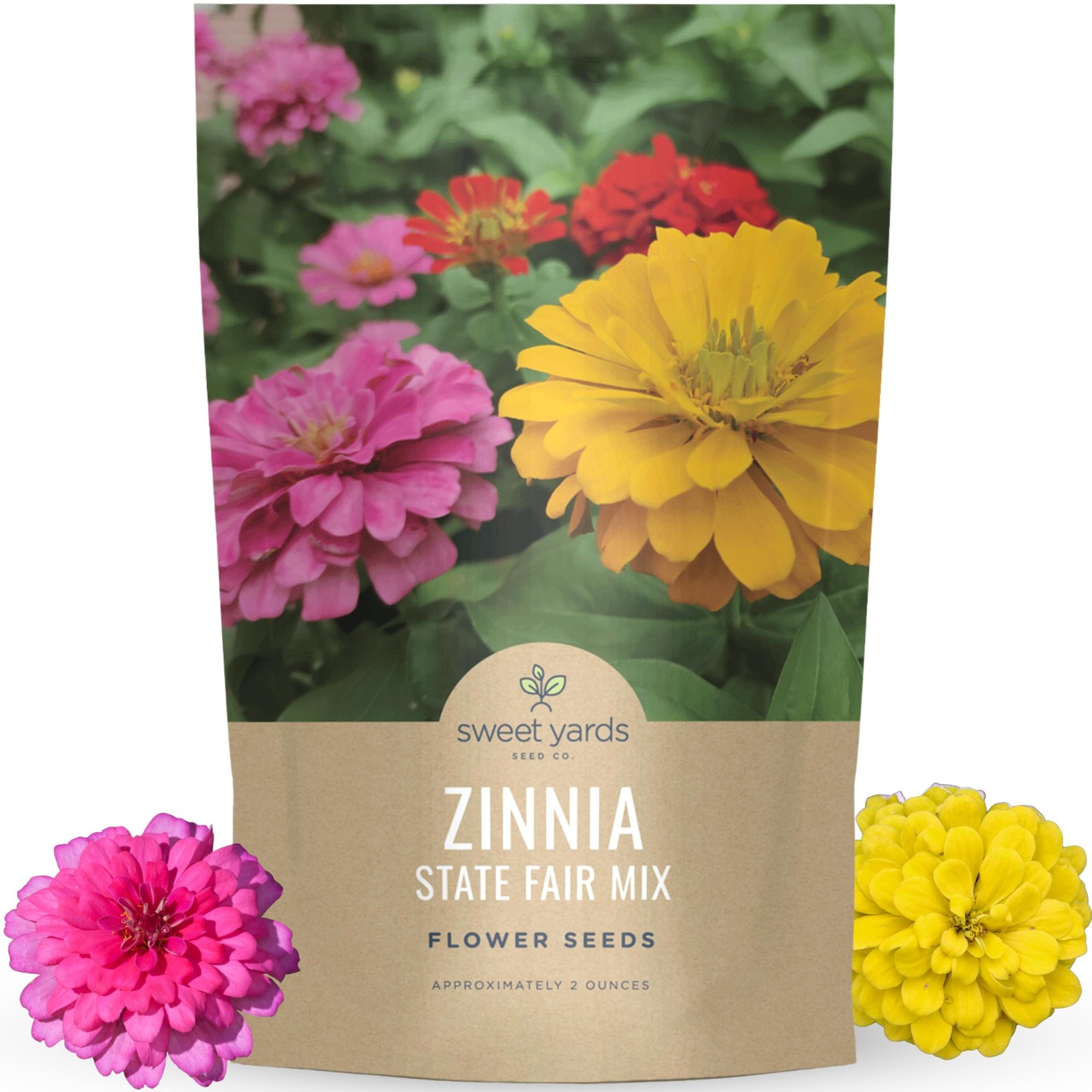 Zinnia State Fair Mix – Large 2 Ounces Seed Packet – 4,000 Flower Seeds for P…