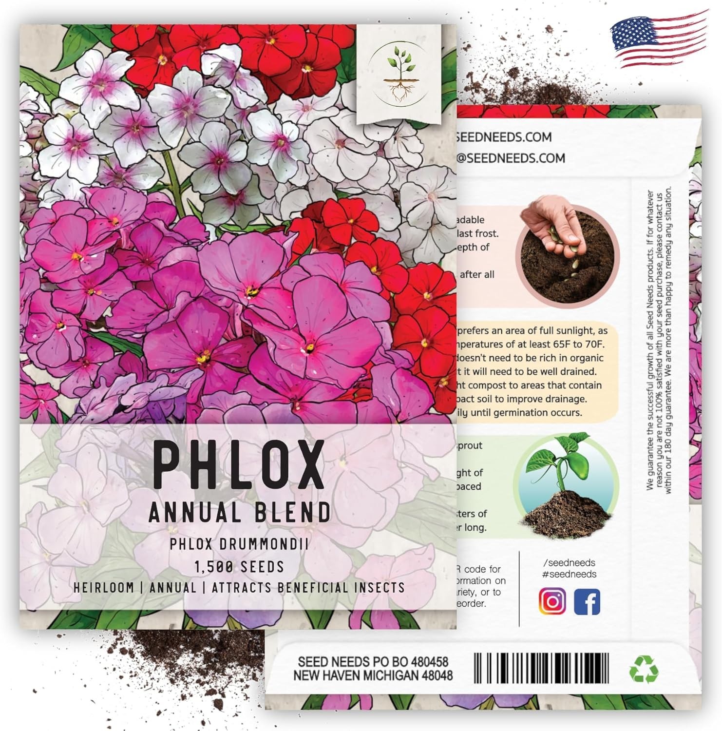 Vibrant Phlox Seeds for Planting – 1,500 Heirloom Blooms to Enrich Your Garden