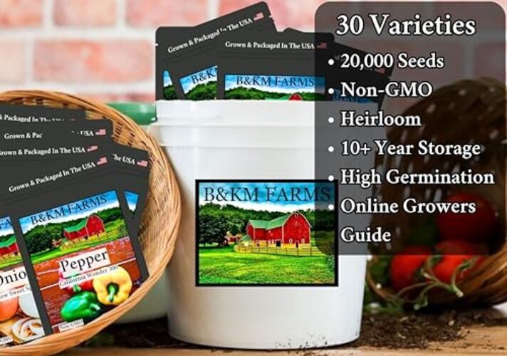 20,000+ Survival Seed Kit 5+ Year Supply. 30 Fruit & Vegetable Non-GMO