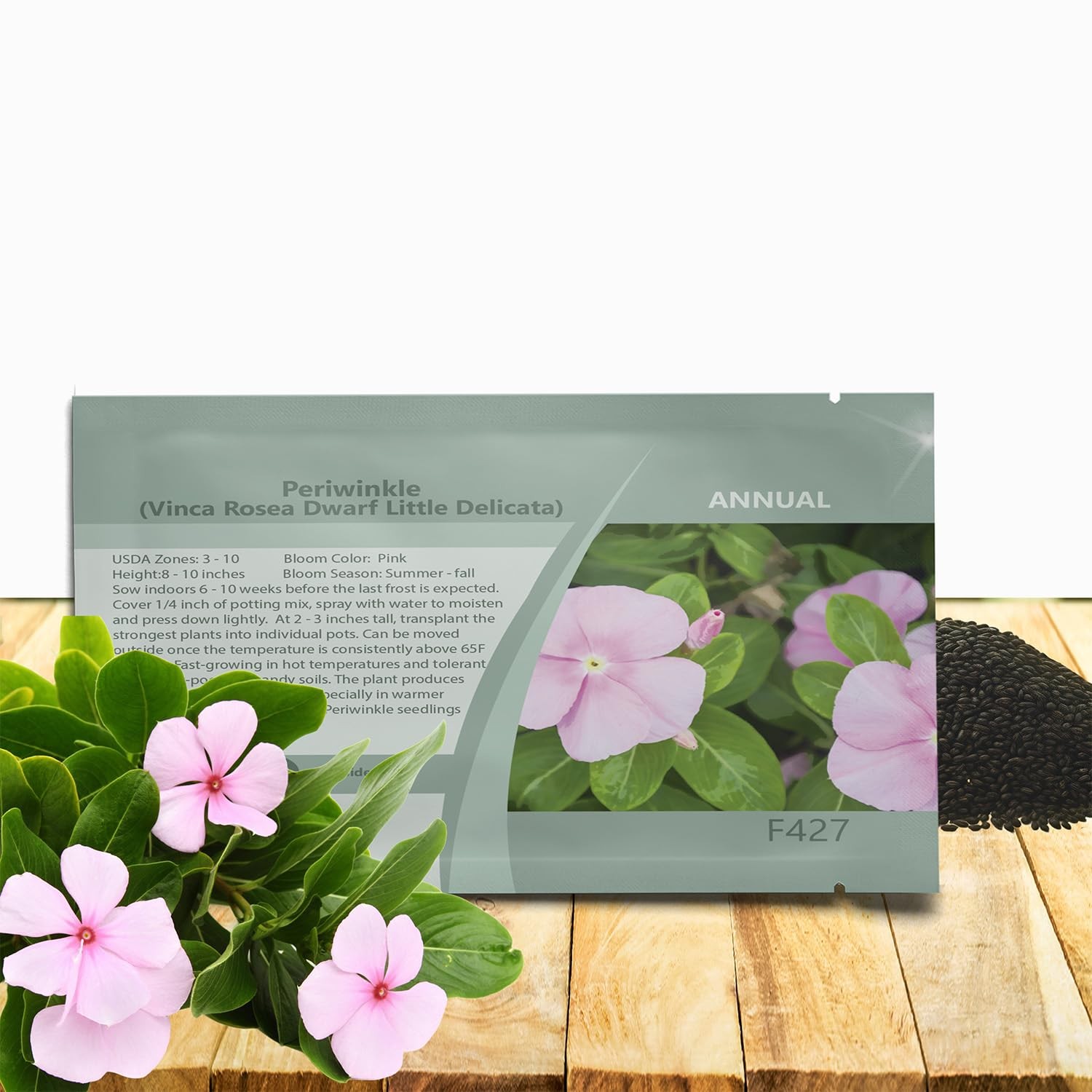 Pink Periwinkle Seeds for Planting – 2000 Pcs Annual, Fast-Blooming, Heat & D…