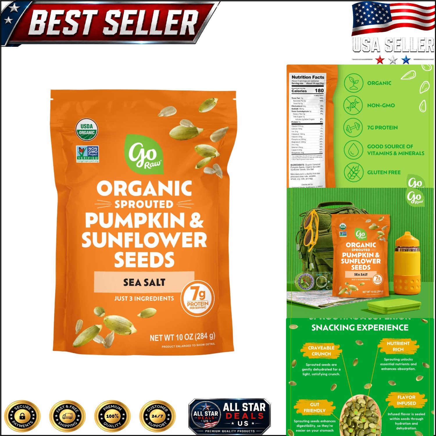 Sea Salted Pumpkin & Sunflower Seeds – Healthy 10oz Snack for All Diets