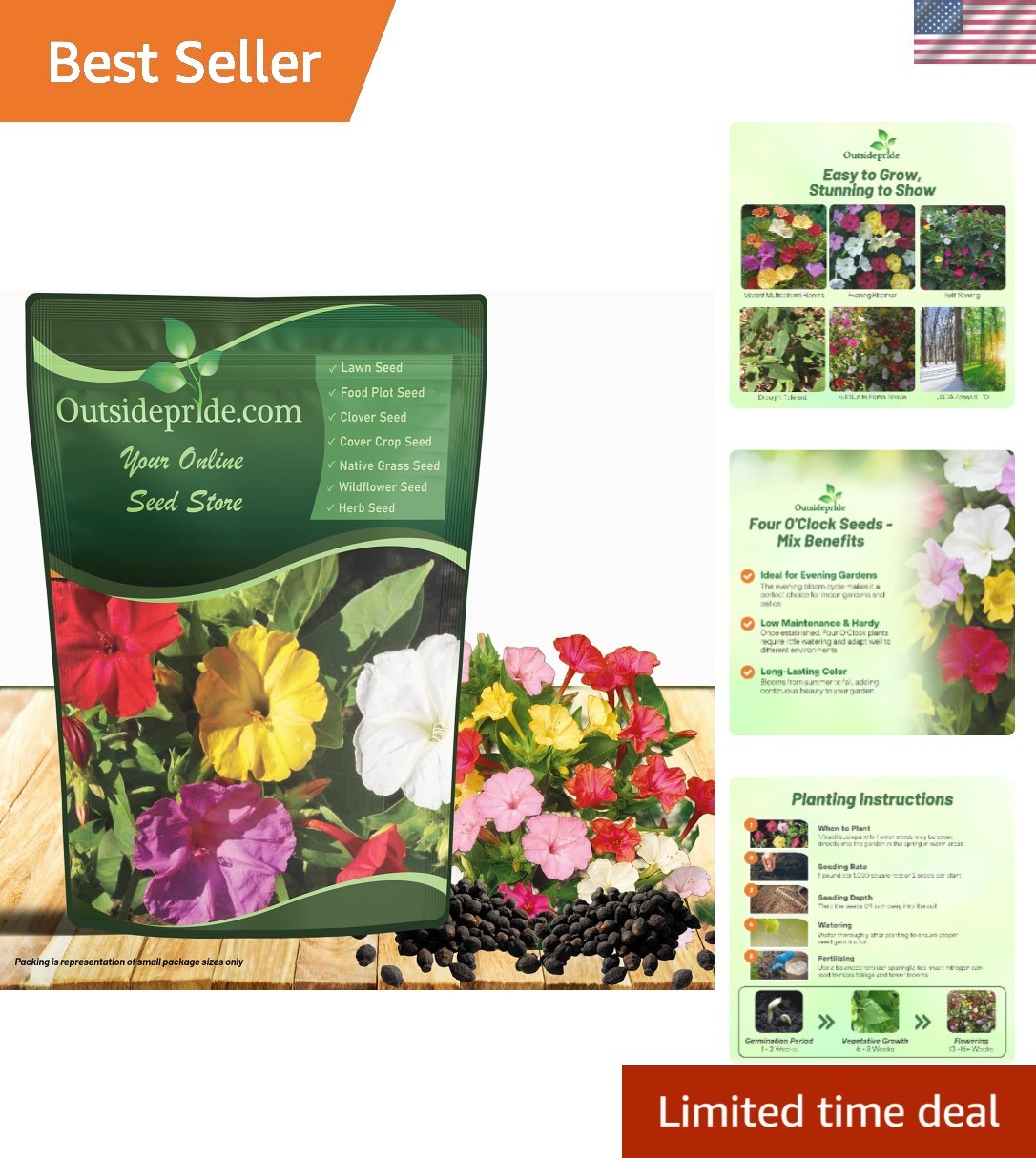 Mixed Four O’clock Flower Seeds – 1/4 lb Perennial Fragrant, Trumpet-Shaped B…