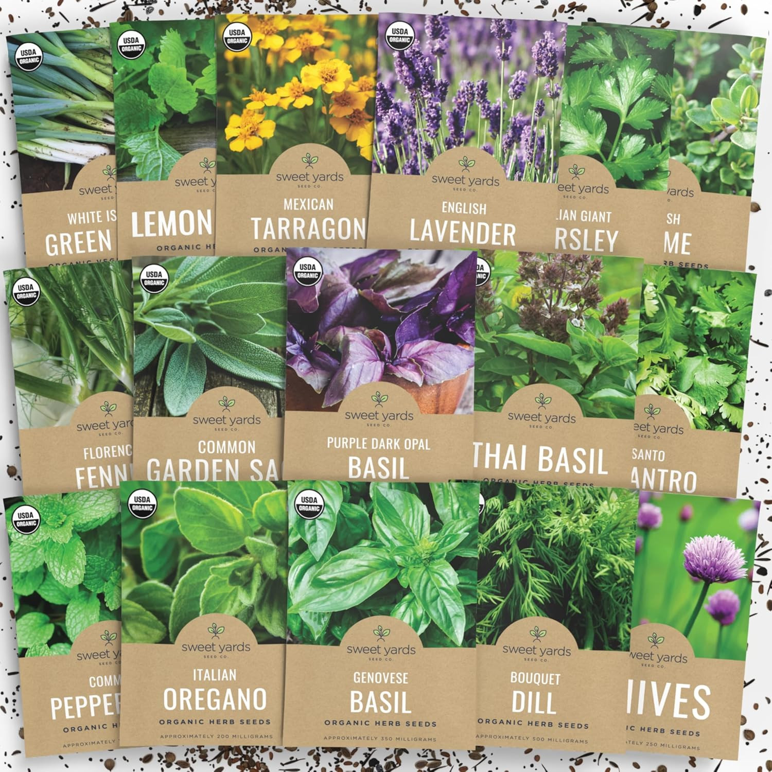 Organic Herb Seeds Variety Pack – 16 Individual Packs – 2025 Season – Basil, …
