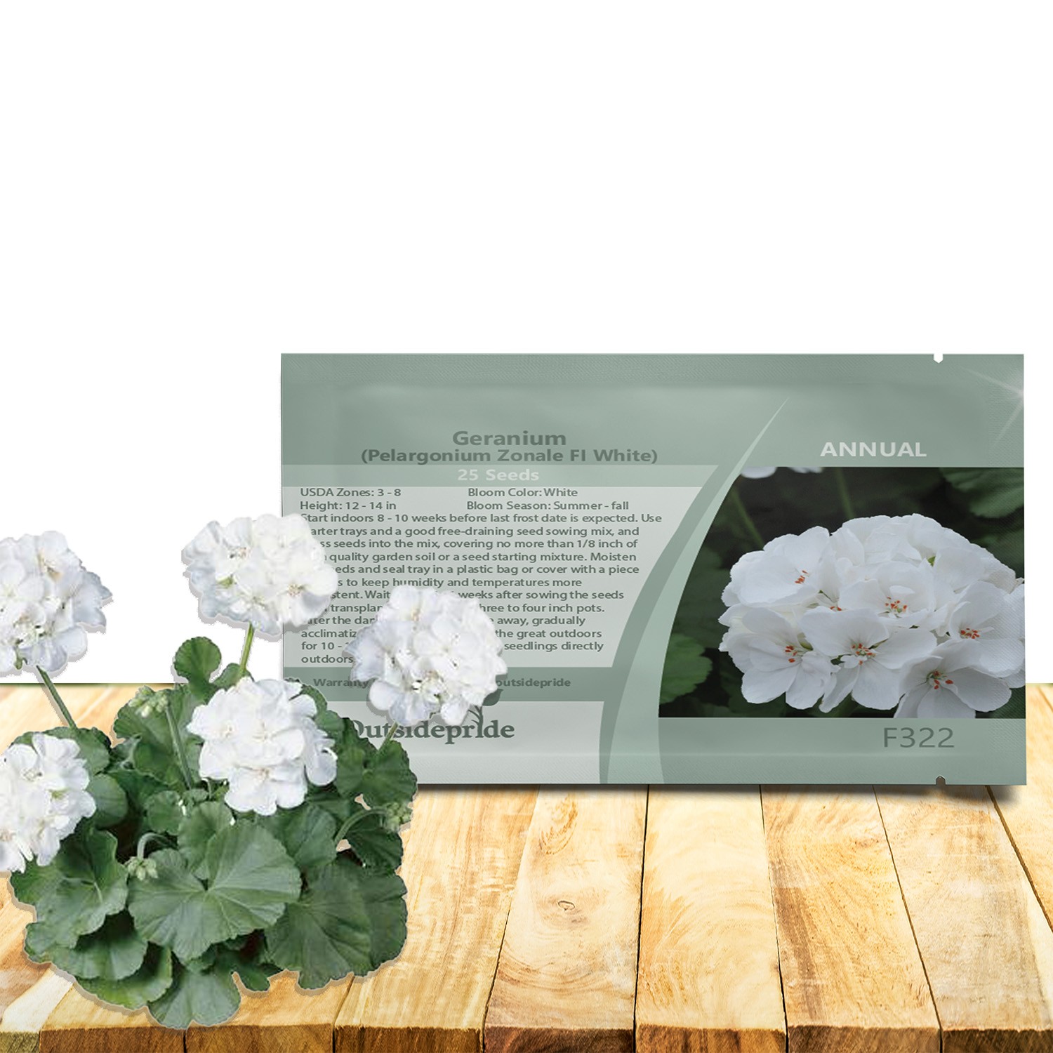 25 Seeds Geranium Pelargonium Geranium White Heat & Drought Tolerant Garden