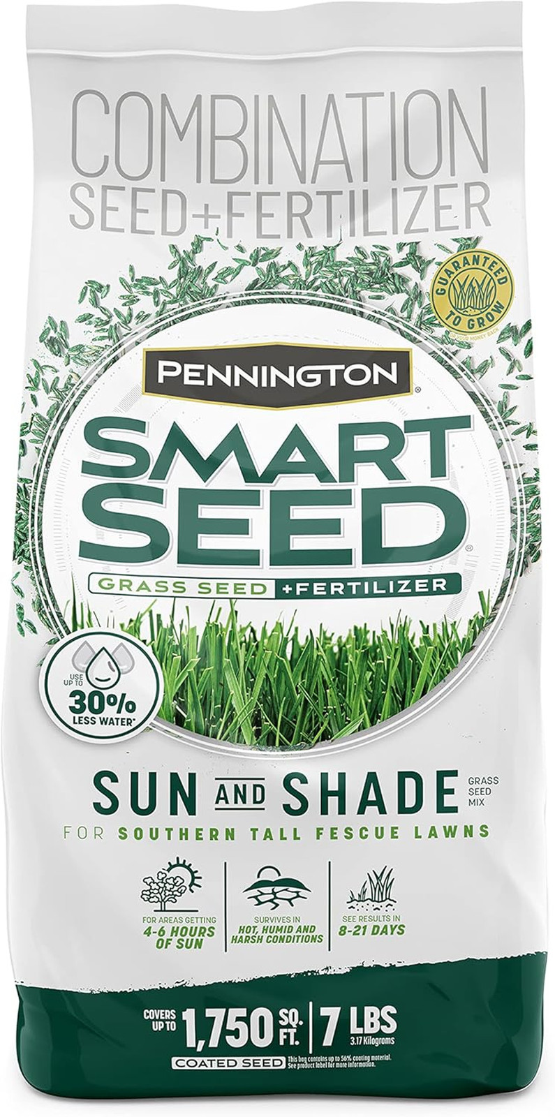 Smart Seed Sun & Shade Mix South, Tall Fescue Grass Seeds for Lawn, 4/7 Lb