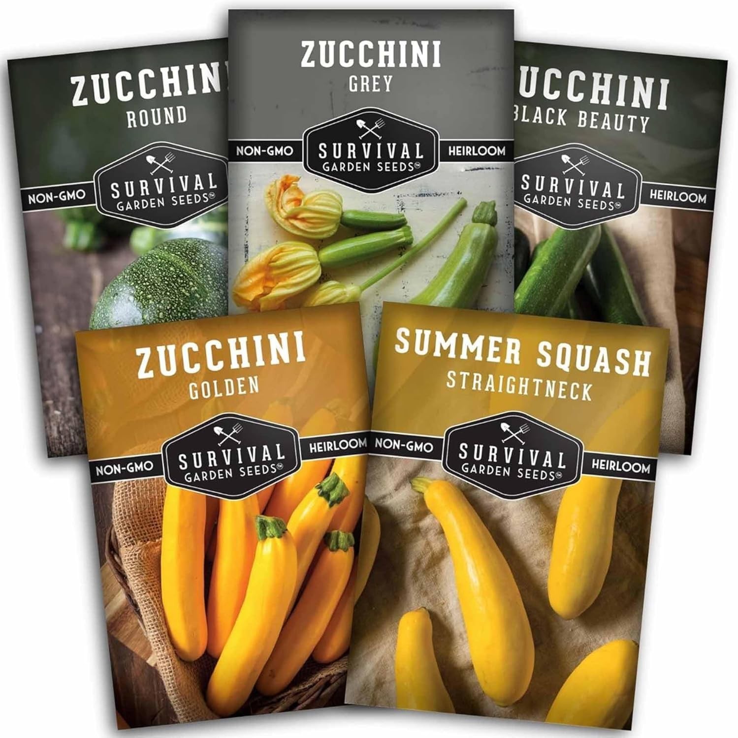 Heirloom Non-GMO Zucchini and Squash Seeds Collection for Vegetable Gardens