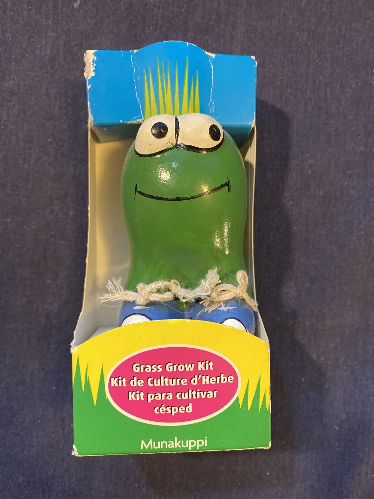 Buzzy Munakuppi Grass Grow Kit Seeds and Soil Included Ceramic Frog Vase