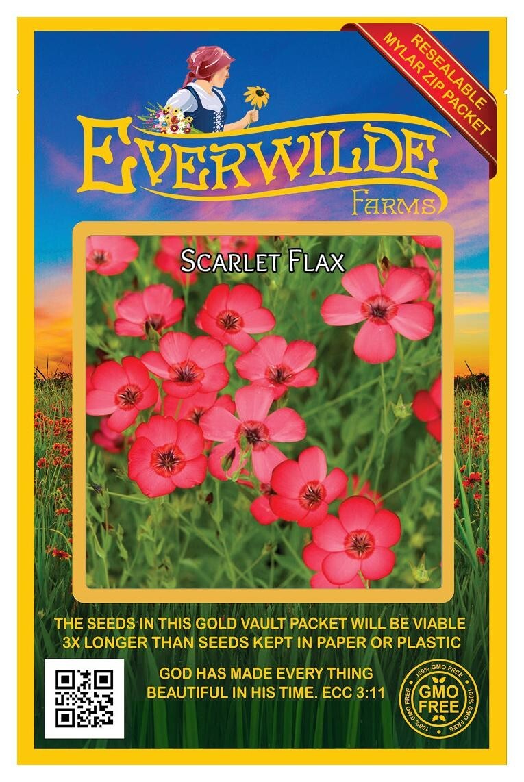 1 Oz Scarlet Flax Wildflower Seeds – Everwilde Farms Mylar Seed Packet