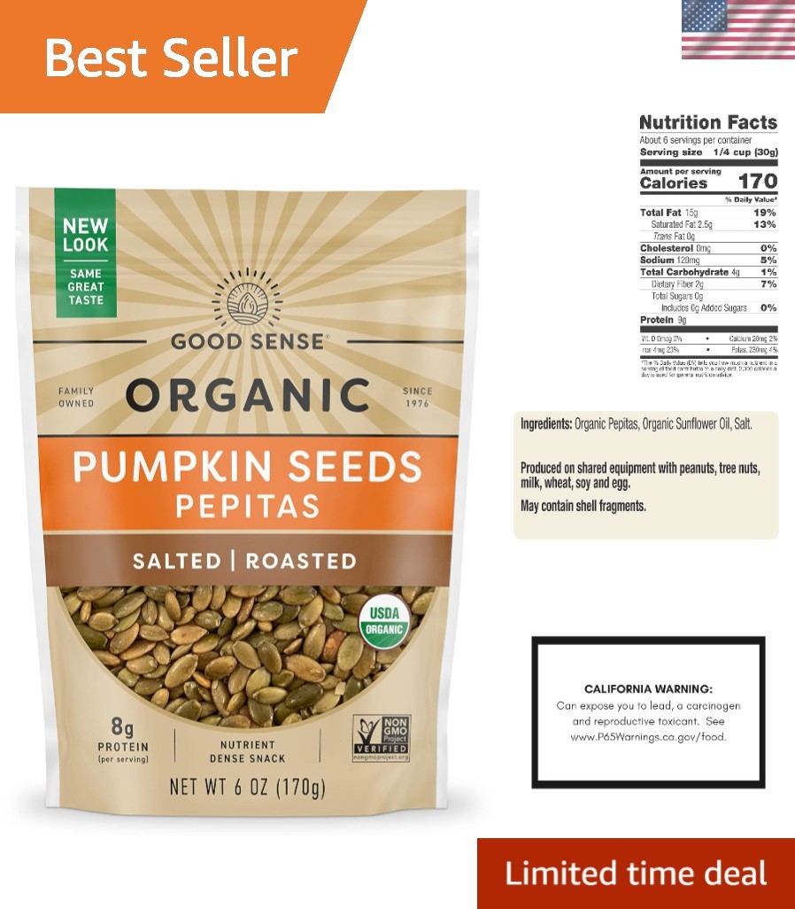 Gourmet Roasted & Salted 6oz Organic Pumpkin Seeds – Perfect Healthy Snack