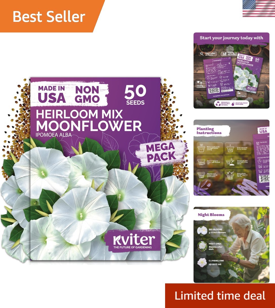 Night Blooming Moonflower Seeds – 50 Fragrant Climbing Plants for Outdoor Beauty