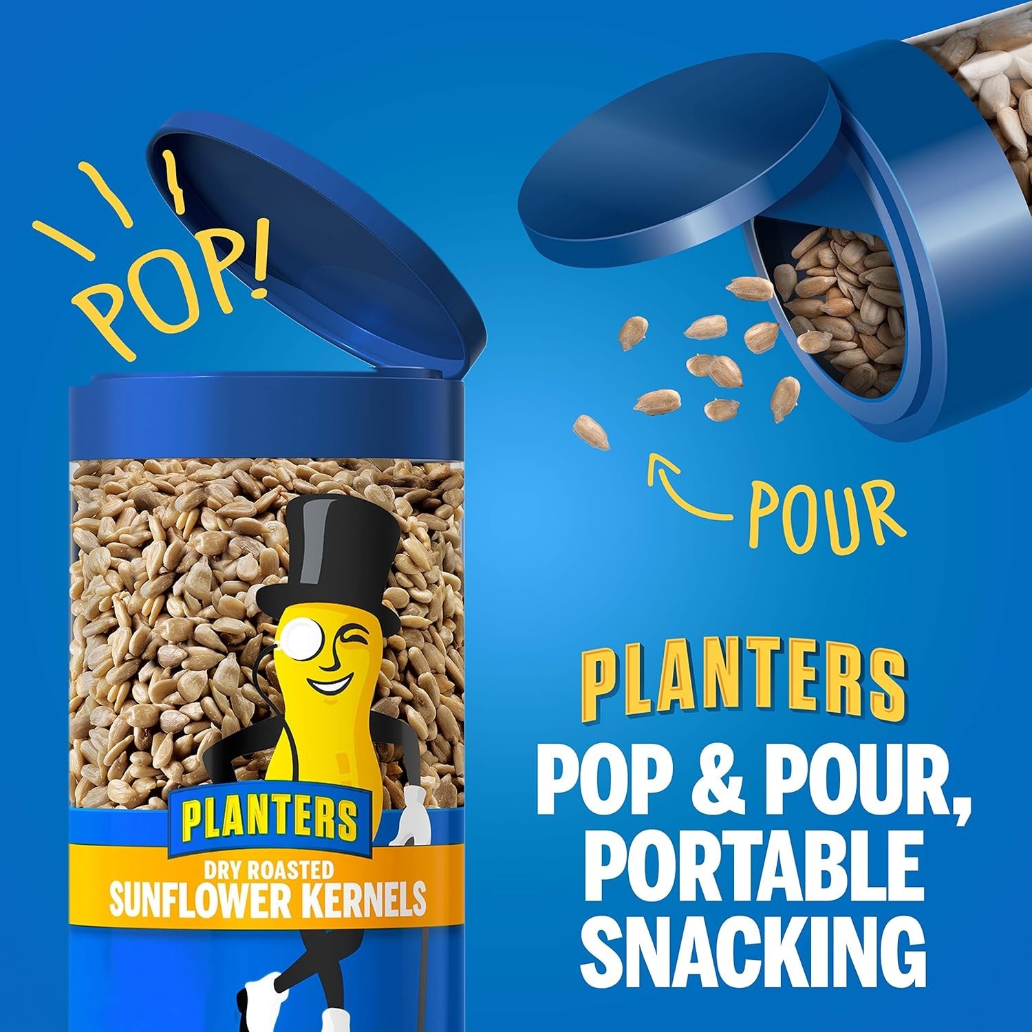 Travel-Friendly Pop & Pour Sunflower Seeds – 5.85oz Jars | Ideal Road Trip Snack