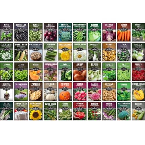 Homesteader Seed Vault – 50 Packs of Non-GMO Heirloom Vegetable, Homesteader 50