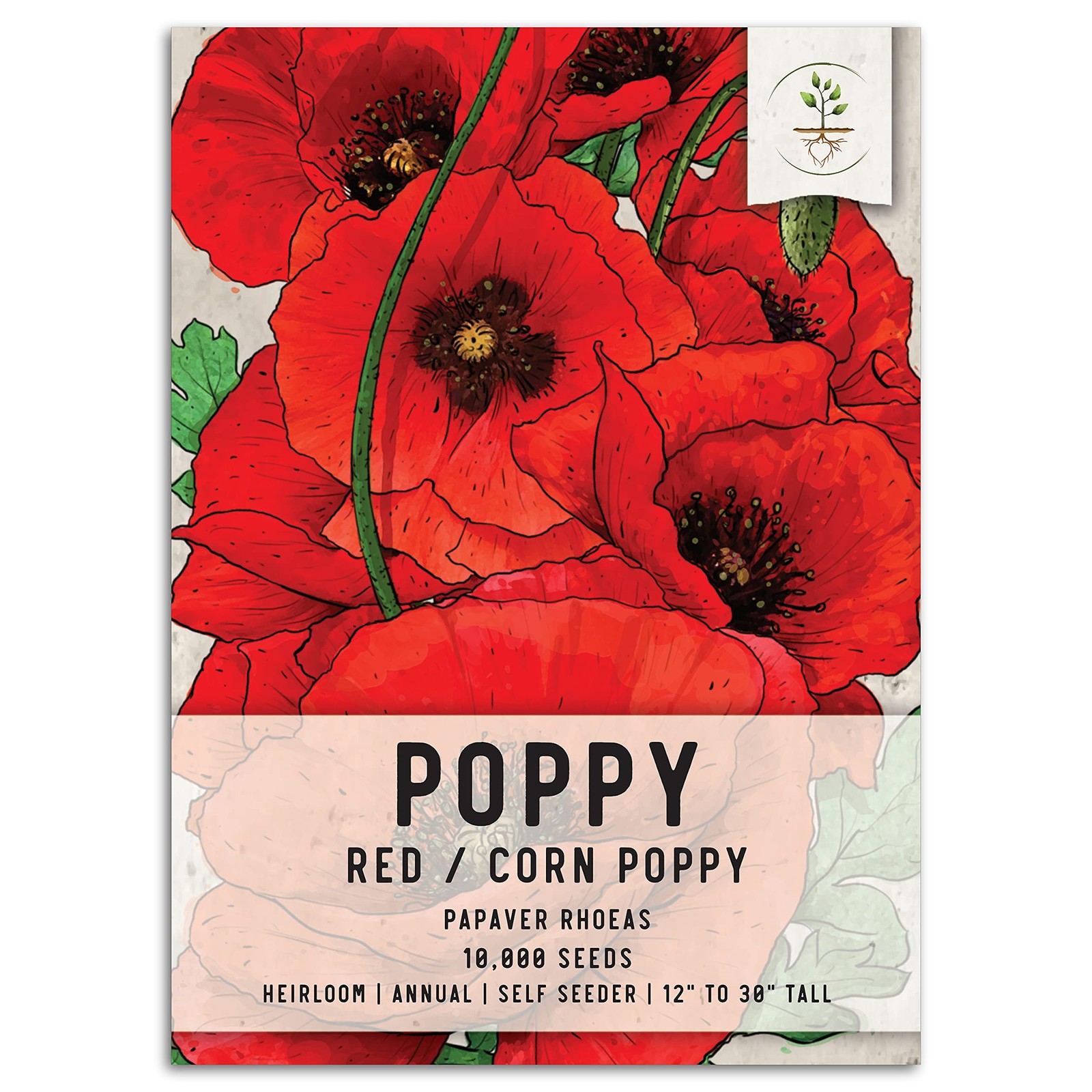 , Red Poppy Seeds – 10,000 Heirloom Seeds for Planting Papaver rhoeas – Annua…