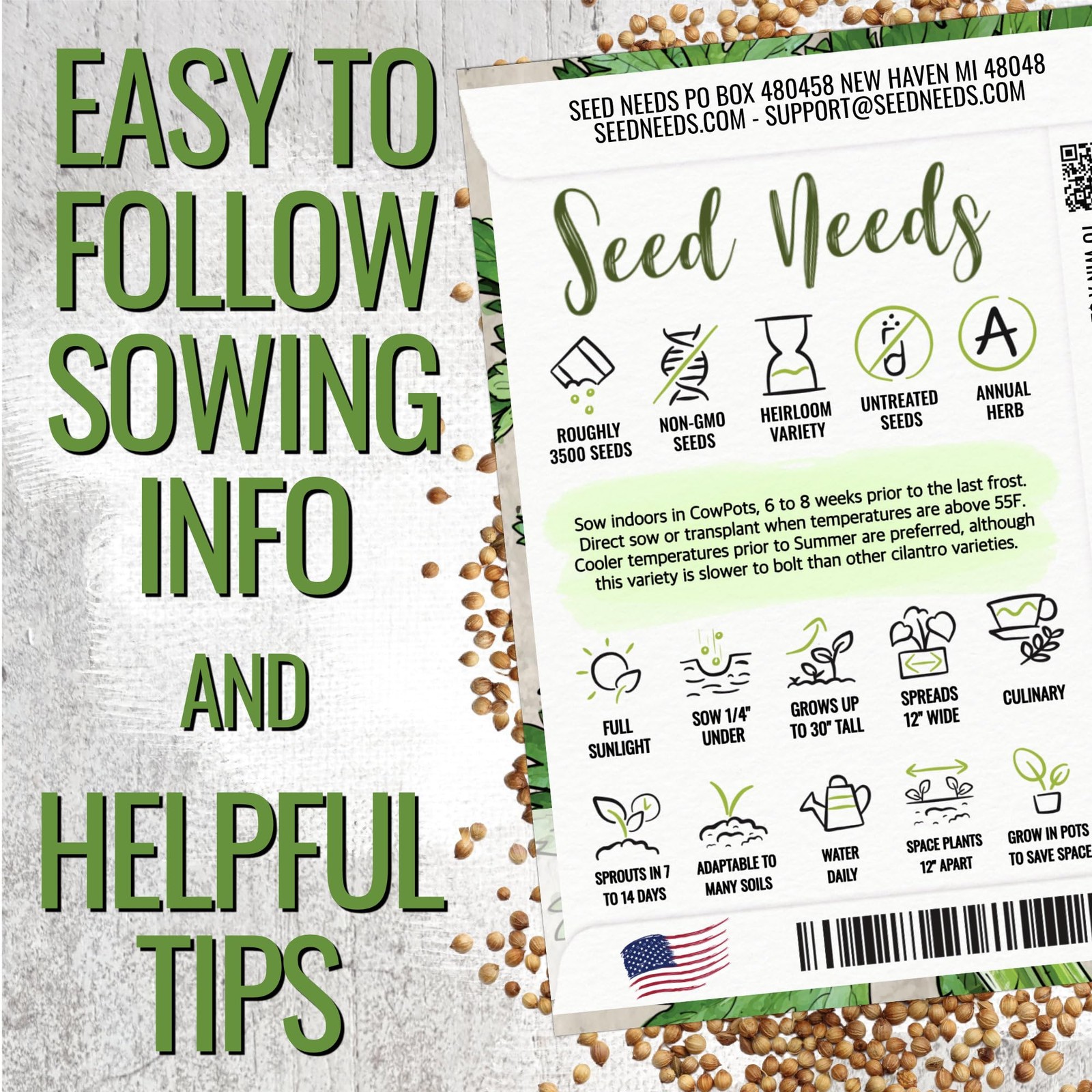 Cilantro Seeds for Planting Herb Seed | 3,500+ Non GMO Heirloom & Untreated S…