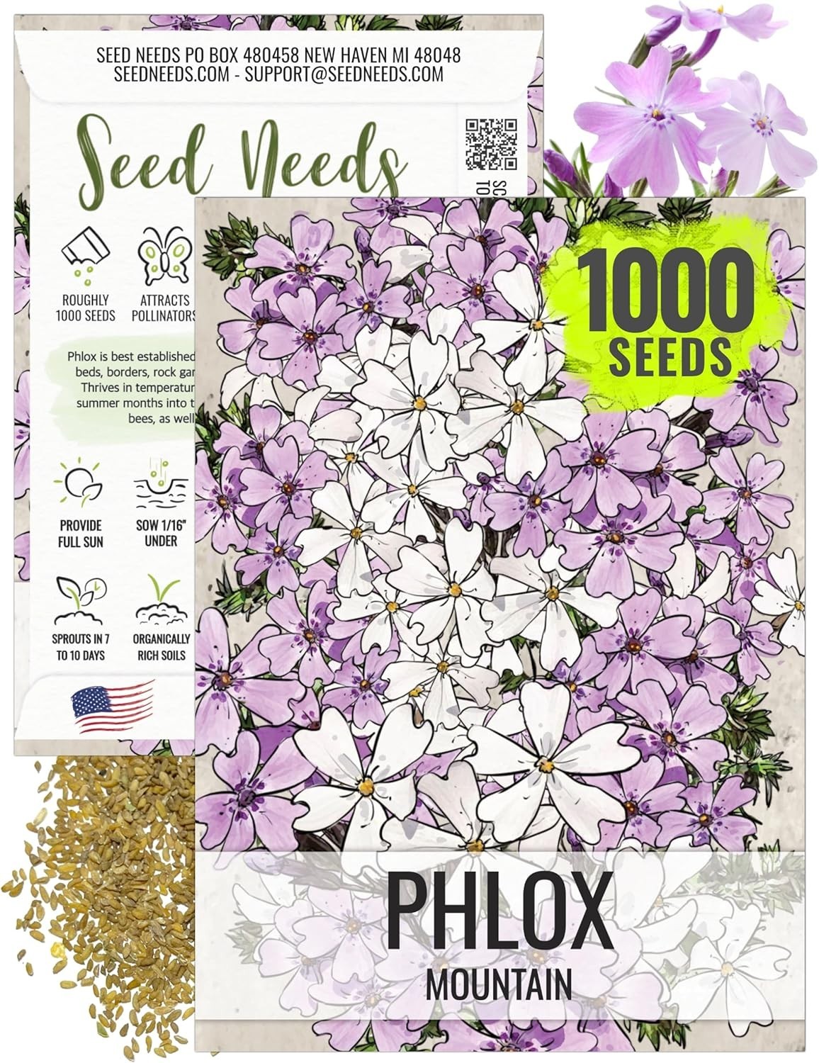 1,000 Drought-Resistant Mountain Phlox Seeds – Vibrant Heirloom Annual Flowers