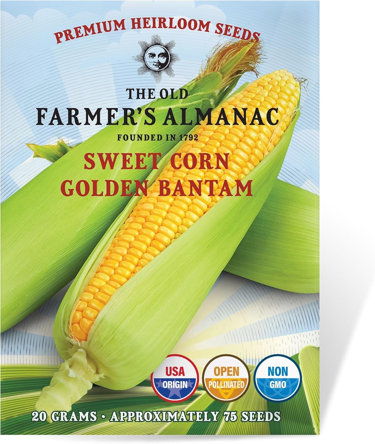 Heirloom Sweet Corn Seeds – Golden Bantam Non-GMO Organic – 75 Vegetable Seeds