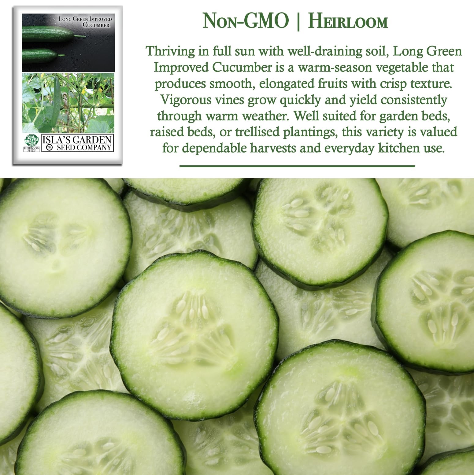 Long Green Improved Cucumber Seeds (Cucumis sativus) – 100+ Heirloom Non GMO …