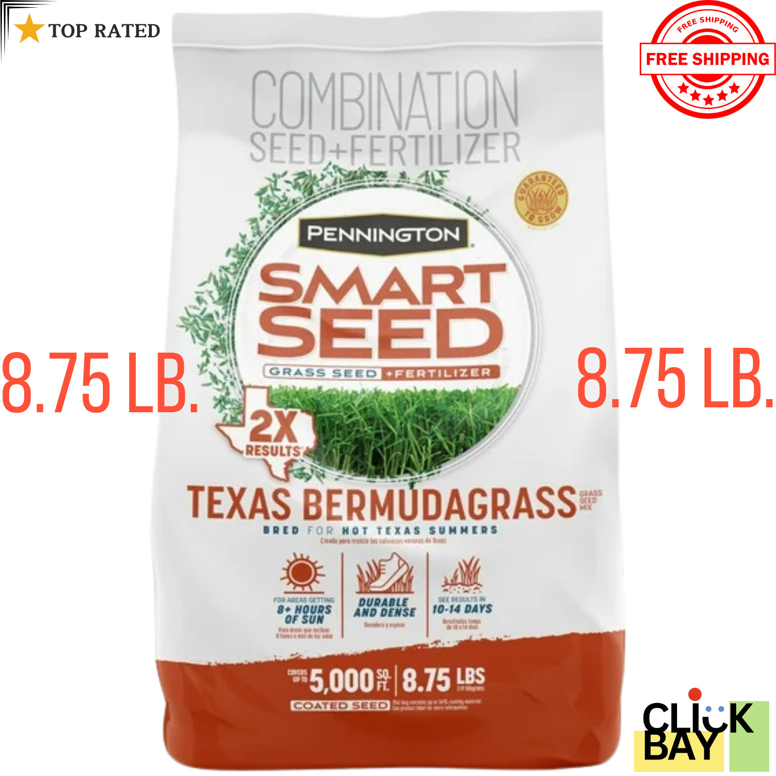 Pennington Smart Seed Texas Bermuda Grass Seed Mix, for Full Sun, 8.75 lb.
