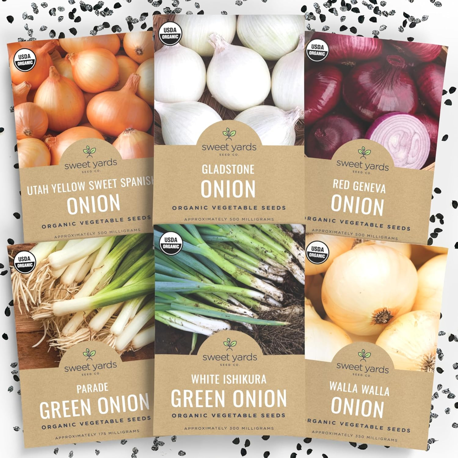 Organic Onion Seeds Variety Pack – 6 Individual Packs – 2025 Season – Walla…