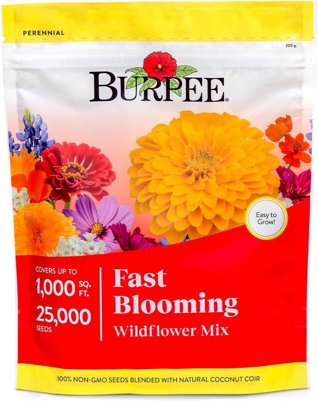 Easy Grow Wildflower Seed Mix – 25,000 Non-GMO Seeds for Colorful Outdoor Spaces