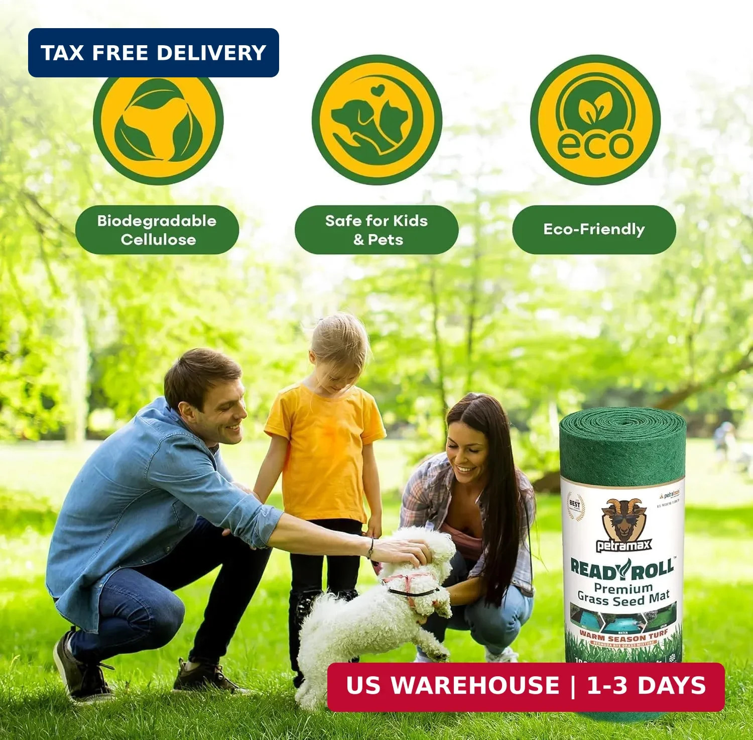 Petramax ReadyRoll Biodegradable Bermuda Grass Seed Mat for Southern Lawn 54 Sq