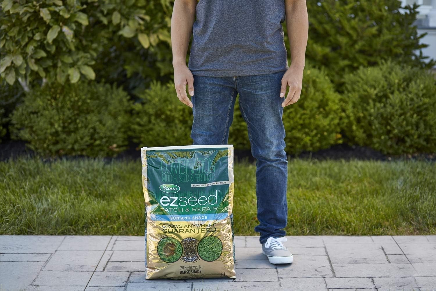 Revolutionary 20 lb. EZ Seed for Bare Spots: Sun & Shade Grass Seed & Fertilizer